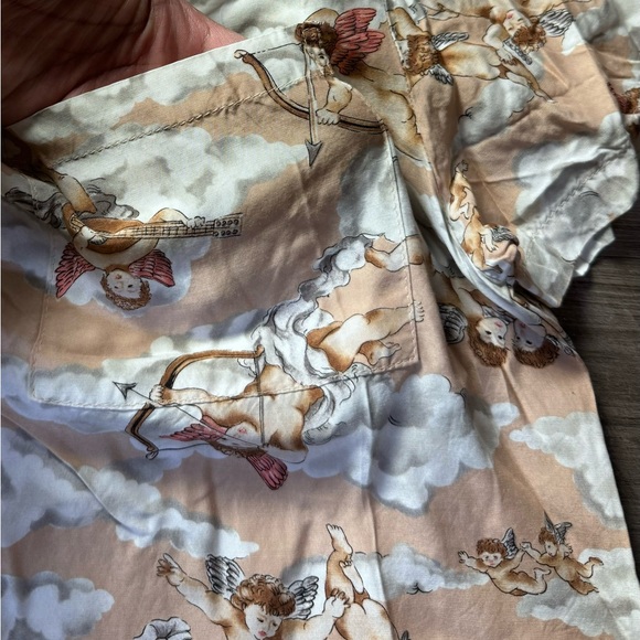 Vintage Short Sleeve Blouse Size Medium Lee Sands Cupid Valentines Day,cherubs - Picture 4 of 8